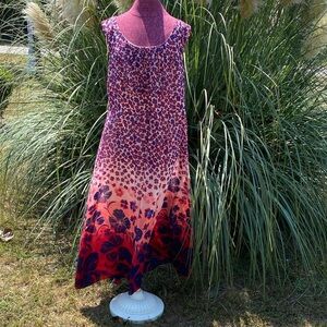 Dressbarn Established 1962 Floral Maxi Dress SZ 16W Red and Blue